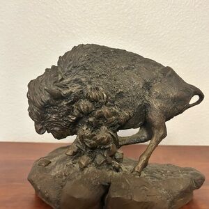 Vintage 1981 National Wildlife Bison Sculpture by Chapel “Thunder on the Plains”